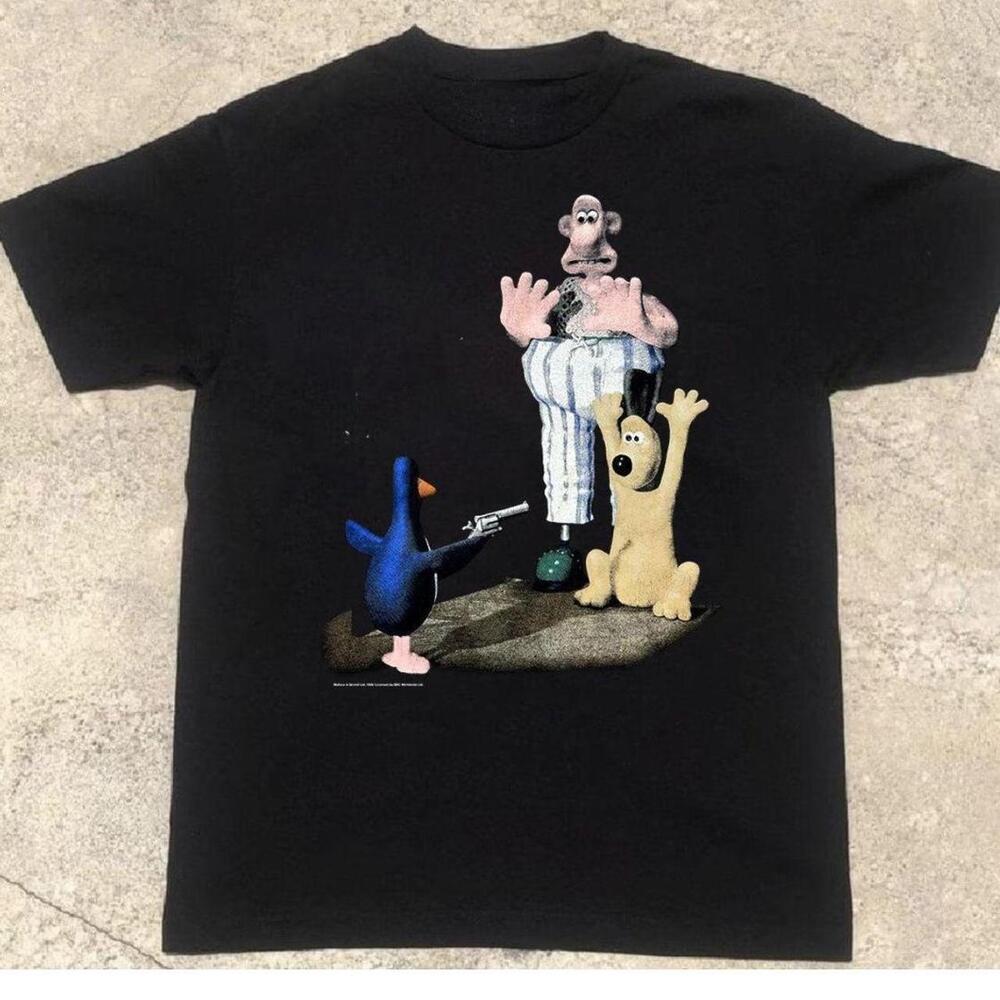 Wallace And Gromit Black And Blue Cotton T Shirt